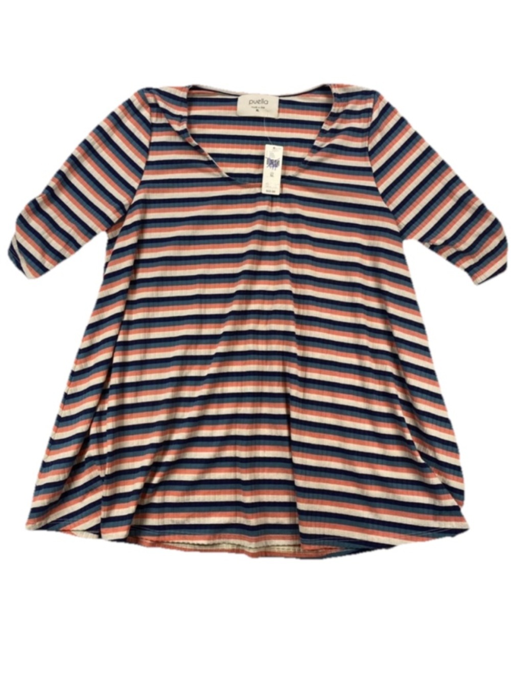 Anthropologie Puella Women’s Striped Scoop Neck Tunic Top Multicolor X-Large